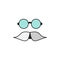 moustache, Hipster, movember, glasses, men Flat Color Icon Vector