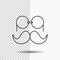 moustache, Hipster, movember, glasses, men Line Icon on Transparent Background. Black Icon Vector Illustration