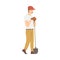 Moustached Man Archaeologist with Shovel Working on Excavations in Search of Archaeological Remains Vector Illustration