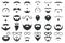 Moustaches and beards. Vintage hipster moustache silhouettes, moustache and beard masculine vector symbols set