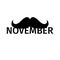 Moustaches Clipart. Black Isolated Silhouette and Lettering word November
