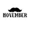 Moustaches Clipart. Black Isolated Silhouette and Lettering word November