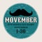 Moustaches Movember Poster. Round or Circle Sticker for November Challenge. Black Isolated Silhouette and Hand Drawn