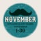 Moustaches Poster. Round or Circle Sticker for November Challenge. Black Isolated Silhouette and Hand Drawn Lettering