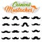 Moustaches Stickers Clipart Set. Black Silhouettes for Cinco de Mayo Paper Cutting