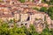 Moustiers Sainte Marie village with rocks in Provence, France