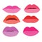 Mouth Lips close up Design element isolated collection Stylish colorful different shades of lipstick Beauty Make up expressing dif