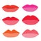 Mouth Lips close up Design element isolated collection Stylish colorful different shades of lipstick Beauty Make up expressing dif