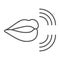 Mouth, lips, pronunciation of sounds thin line icon, linguistics concept, phonetics speech vector sign on white