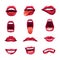Mouth lips and tongue smile vector emoji icons