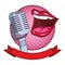 Mouth and microphone round icon