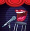 Mouth microphone stool stage stand up comedy show