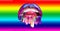 Mouth  on rainbow background. Melting lips with tongue. Sexy lips icon. Homosexuals flag. Ice cream kiss. Adult