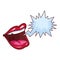 Mouth speaking with bubble speak icon, colorful design