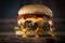 Mouth-watering Burger with Melty Cheese and Crispy Bacon generative AI