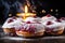 A mouth-watering close-up of Hanukkah sufganiyot, a traditional treat filled with jelly and dusted with powdered sugar