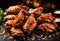 mouth-watering crunch of perfectly seasoned BBQ roasted chicken wings, AI Generative