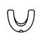 Mouthguard icon. Linear logo of bruxism treatment. Black simple illustration of dental tool for protection of boxer`s teeth,