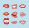 Mouths collection in different expressions. icon illustration