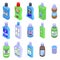 Mouthwash icons set, isometric style