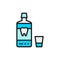 Mouthwash, mouth rinse, dental care flat color line icon.