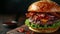 A mouthwatering bacon burger topped with crispy bacon strips, lettuce