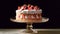 Mouthwatering Cake Delight: A delectable cake on an elegant stand, inviting indulgence