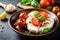 Mouthwatering Caprese salad with ripe tomatoes, fresh mozzarella, and fragrant basil leaves