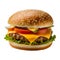 Mouthwatering Cheese Hamburger Isolated on Transparent Background