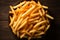 A mouthwatering close up of French fries from a birds eye perspective