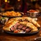 Mouthwatering Close-Up of Sizzling Steak and Vibrant Empanadas on a Grill