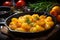 Mouthwatering and delectable italian gnocchi pasta with ample copy space for text