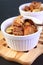 Mouthwatering Fresh Baked Banana Walnut Bread Pudding in a White Bowl