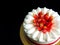 Mouthwatering Fresh Strawberry Vanilla Short Cake Isolated on Black Background