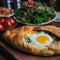 Mouthwatering Georgian Khachapuri with Cheese and Salad