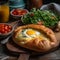 Mouthwatering Georgian Khachapuri with Cheese and Salad