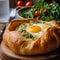 Mouthwatering Georgian Khachapuri with Cheese and Salad