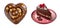 Mouthwatering Heart Shaped Chocolate Glazed Doughnut with Slice of Chocolate Cake Isolated on Transparent Background