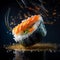 Mouthwatering Photography of Sushi on Sleek Black Background. Ai generated art