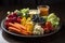 mouthwatering plate of fresh fruits and vegetables