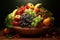 A mouthwatering review featuring an enticing overhead shot of a fruit basket