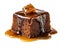Mouthwatering sticky toffee pudding on a white background, Generative AI