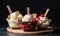 Mouthwatering triple scoop ice cream sundae Creating using generative AI tools