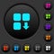 Move down component dark push buttons with color icons