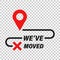 Move location icon in transparent style. Pin gps vector illustration on isolated background. Navigation business concept