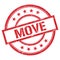 MOVE text written on red vintage stamp