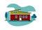 Moveable tiny house. Simple flat illustration