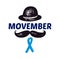 Movember Hand lettering vector phrase with mustache and a gentleman`s hat.