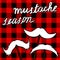 Movember moustache card with lumberjack pattern. Mustache season vector clipart