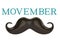 Movember with mustache isolated on white background 3D illustration.